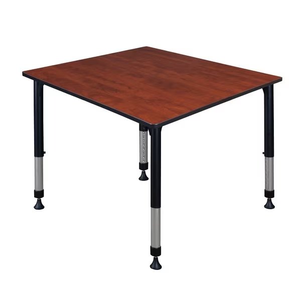 Square Tables > Height Adjustable > Square Classroom Tables, 48 X 48 X 23-34, Wood|Metal Top, KEE, Mfr# TB4848CHAPBK